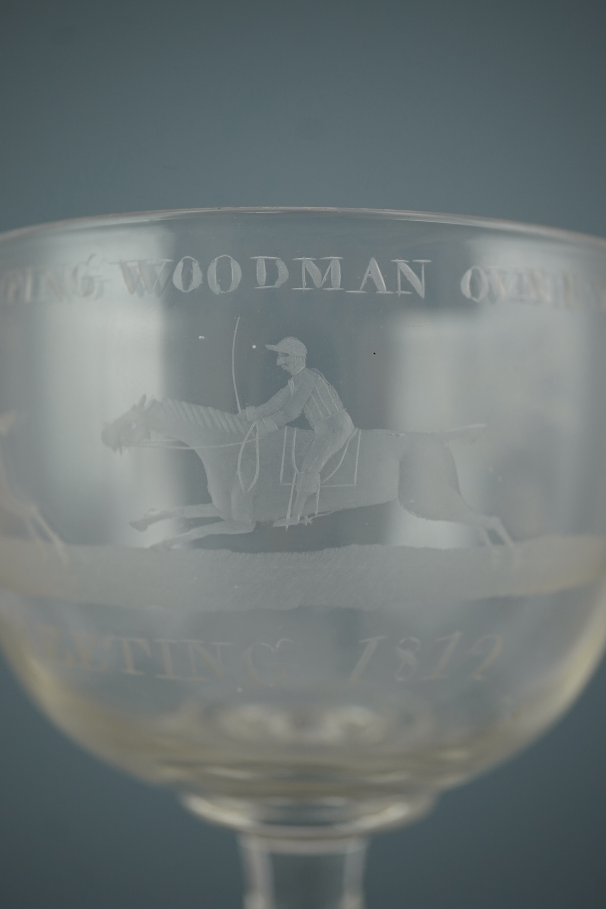 A horse racing rummer, probably Newcastle, dated 1812